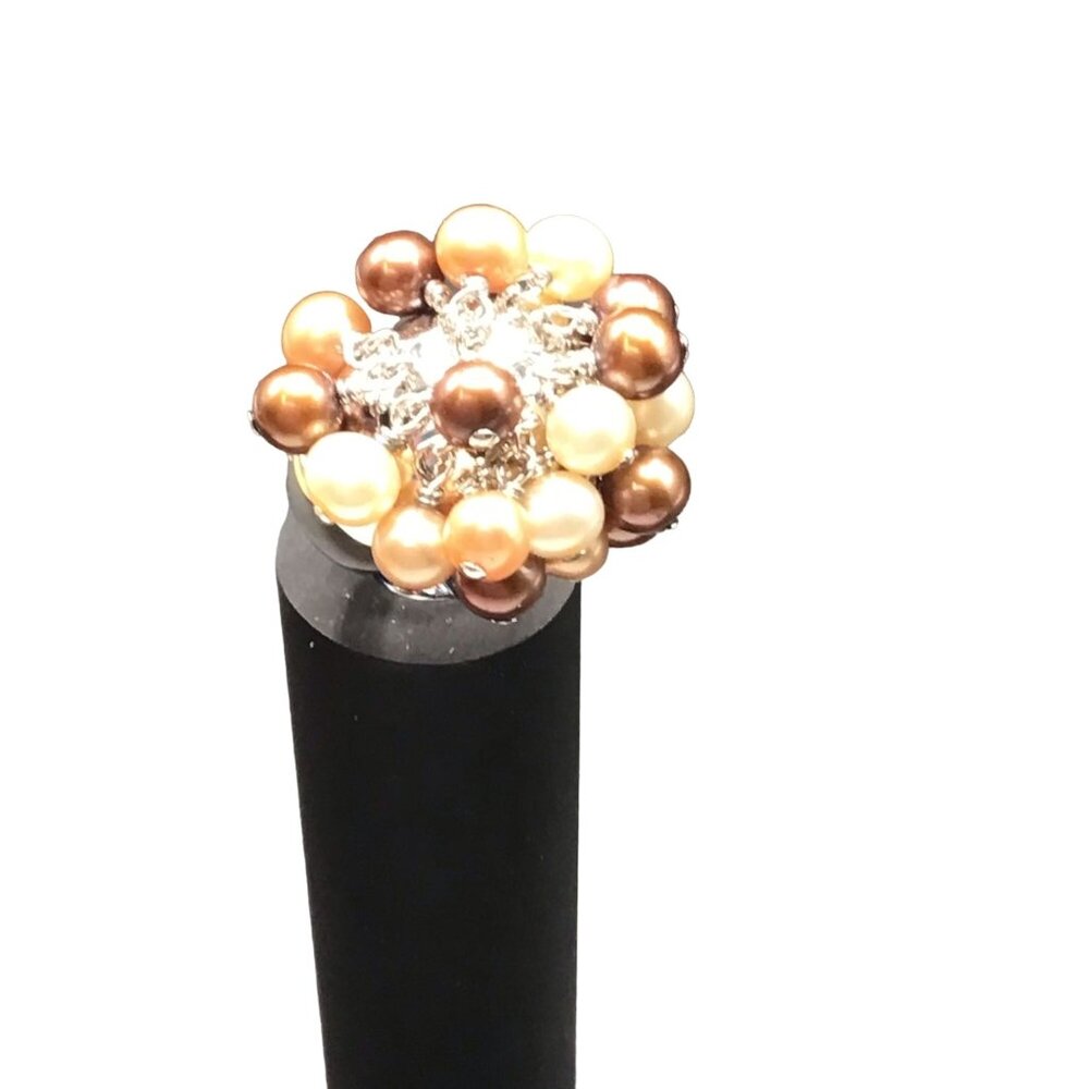 Honora Pearls Ring Sterling Silver Cluster of Pearls Designer Signed Ring Size 6